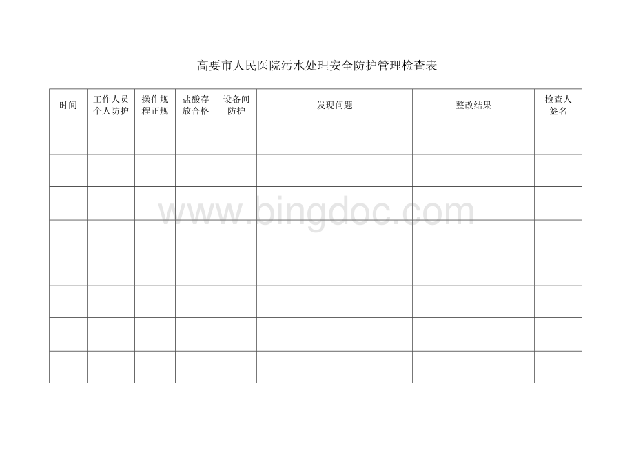 污水处理监管检查表文档格式.doc