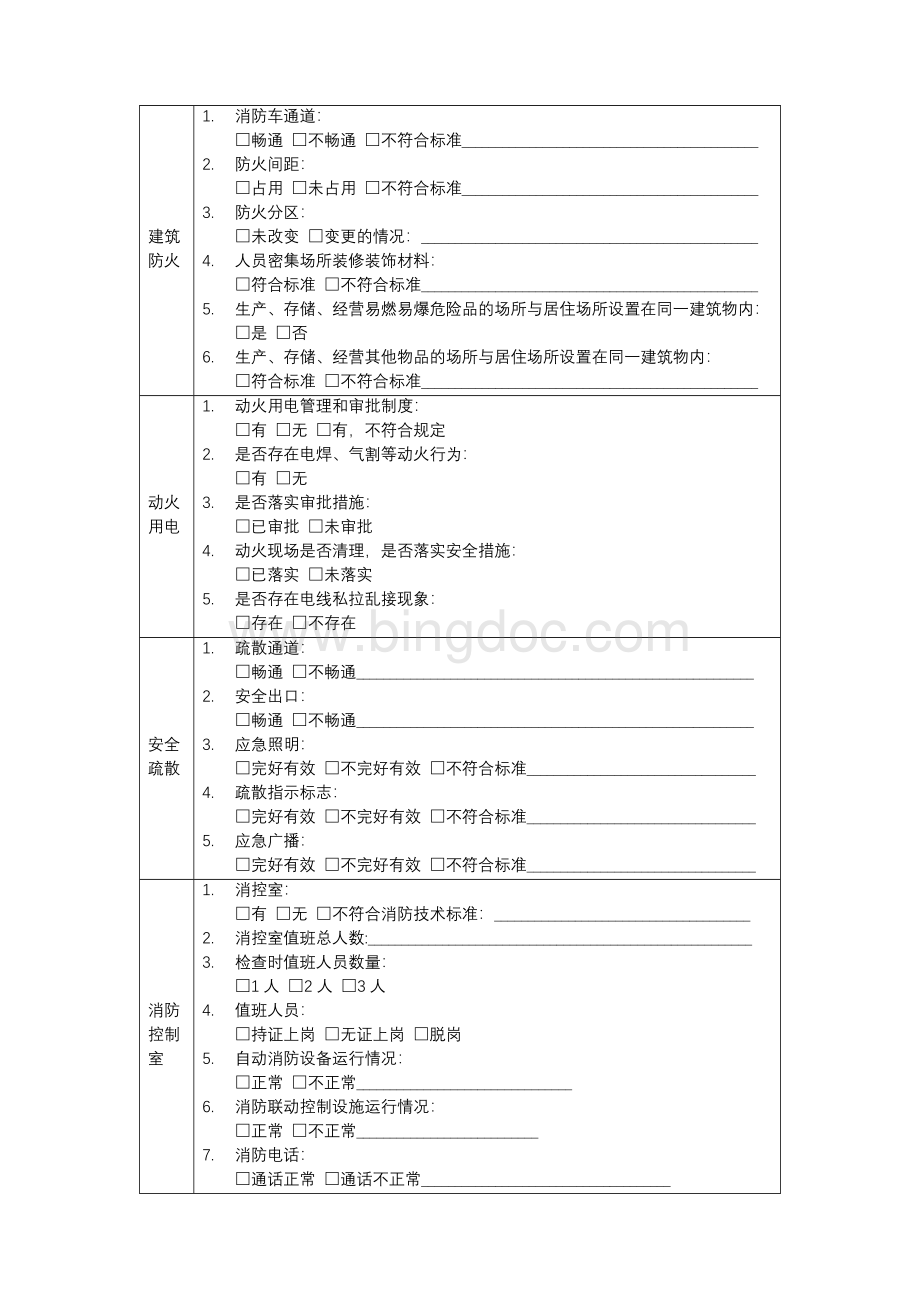 单位每月消防监督检查内容和情况记录表文档格式.docx_第2页