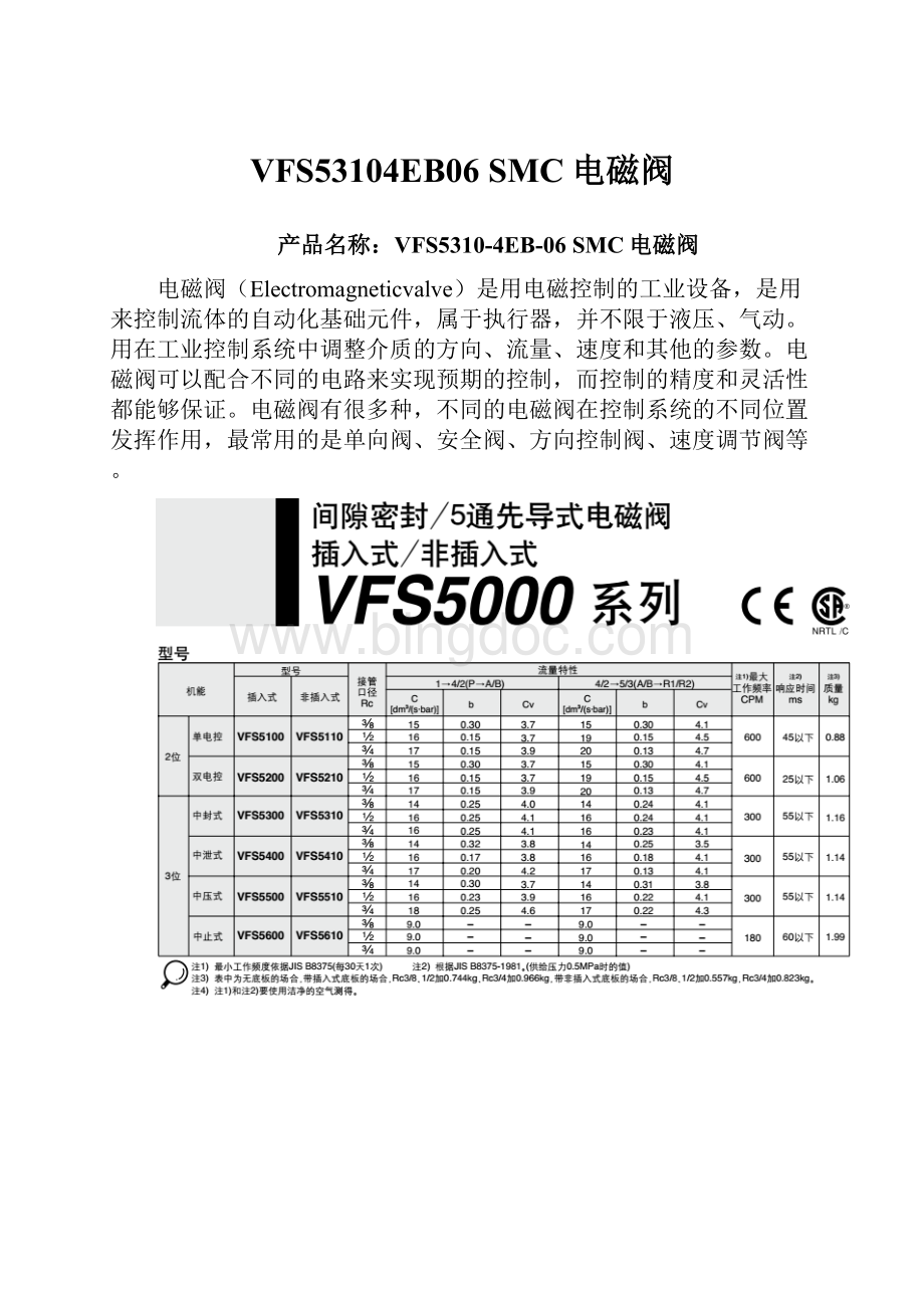 VFS53104EB06 SMC电磁阀.docx_第1页