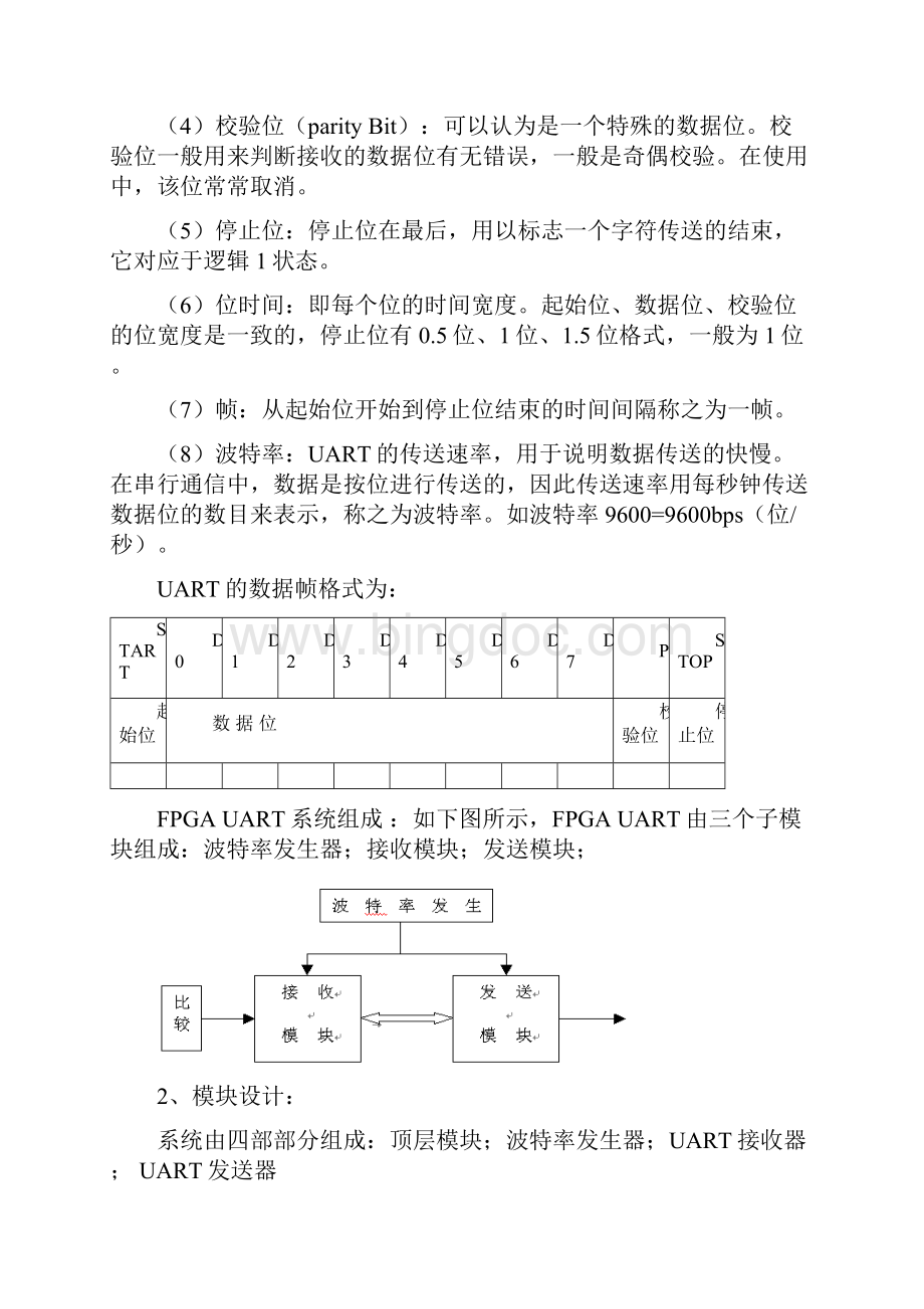 研究生FPGA实验题目串口通信.docx_第2页