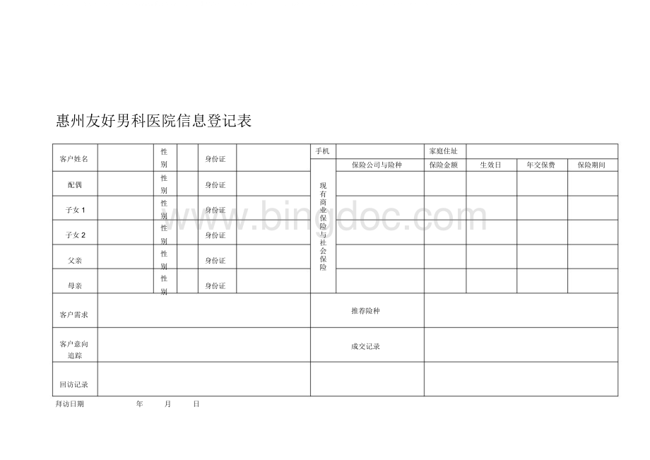 惠州友和男科医院信息登记表.docx_第1页