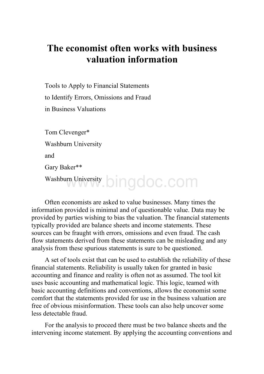 The economist often works with business valuation informationWord下载.docx
