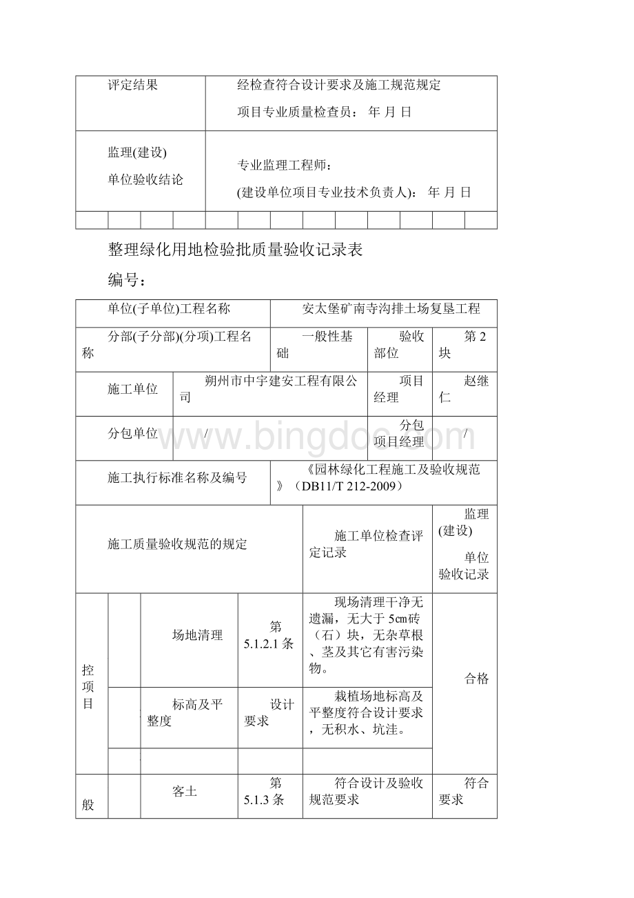 整理绿化用地检验批质量验收记录表.docx_第2页