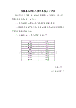 绩效工资发放会议纪要.doc