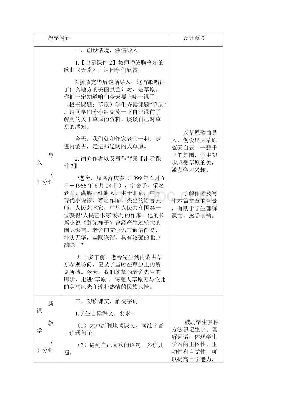 部编版六年级上册语文1草原 教案Word文档格式.docx_第2页