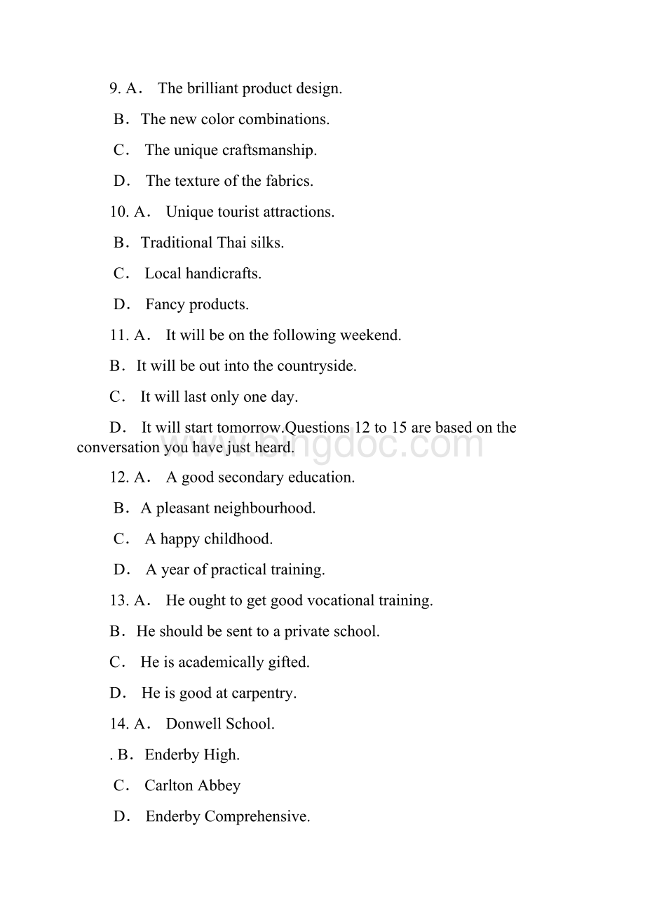 大学英语六级考试真题一Word文档下载推荐.docx_第3页