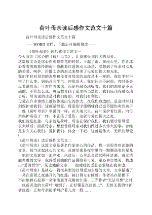 荷叶母亲读后感作文范文十篇Word格式.docx