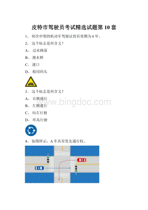 皮特市驾驶员考试精选试题第10套.docx