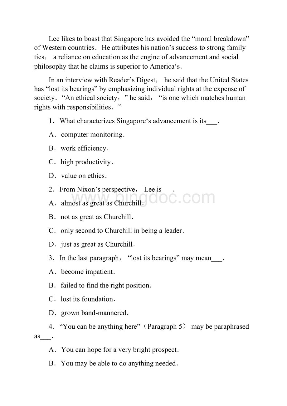 英语专业四级考试阅读理解冲刺题文档格式.docx_第2页