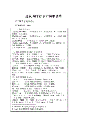 建筑 梁平法表示简单总结.docx