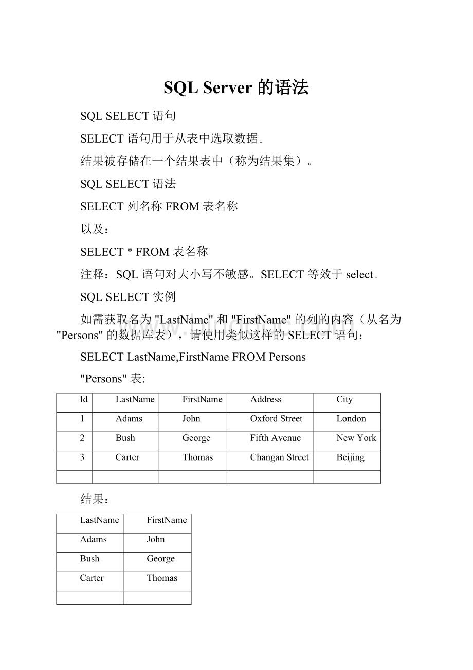 SQL Server 的语法文档格式.docx