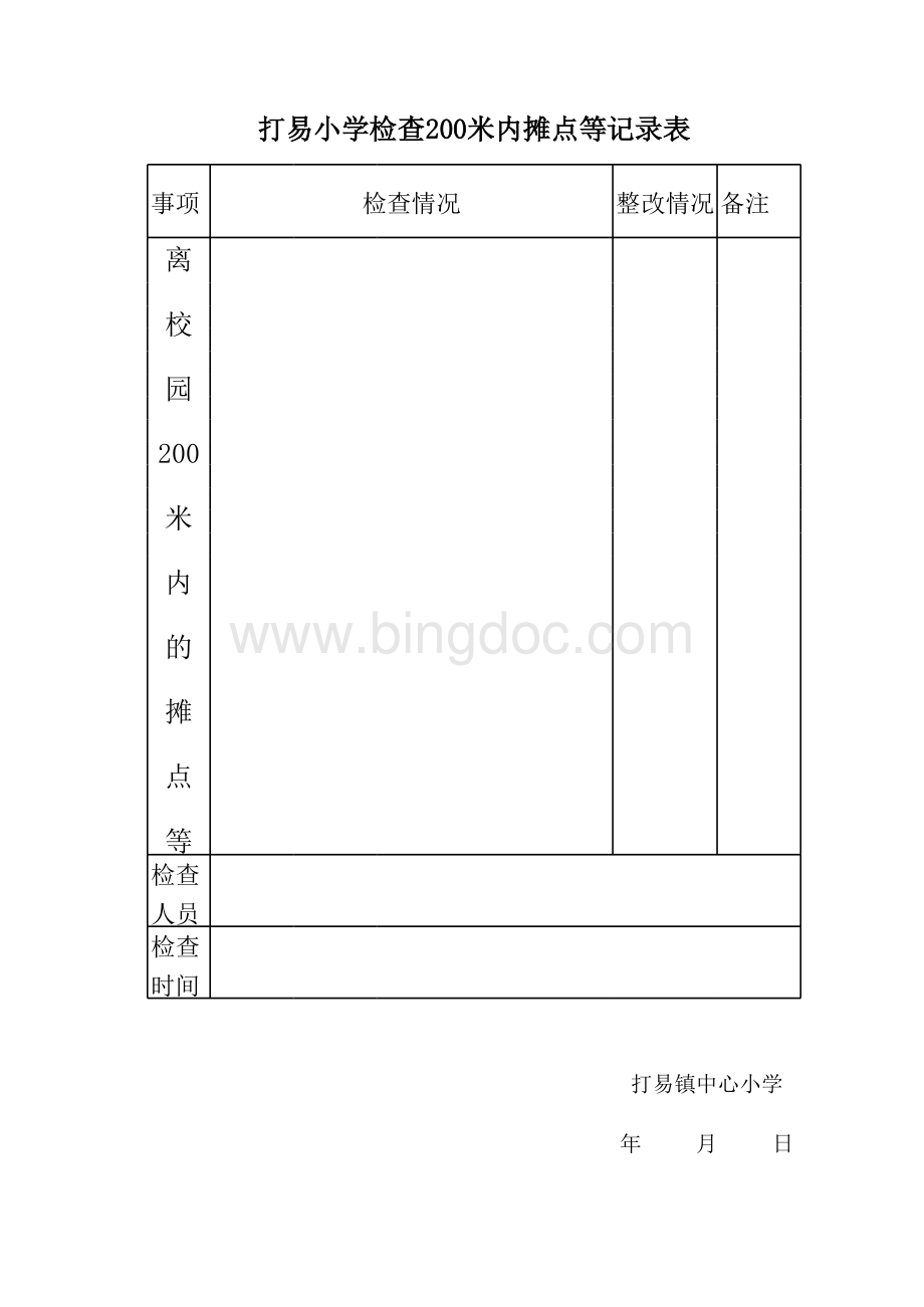 校园200迷内摊点检查表.xls_第1页