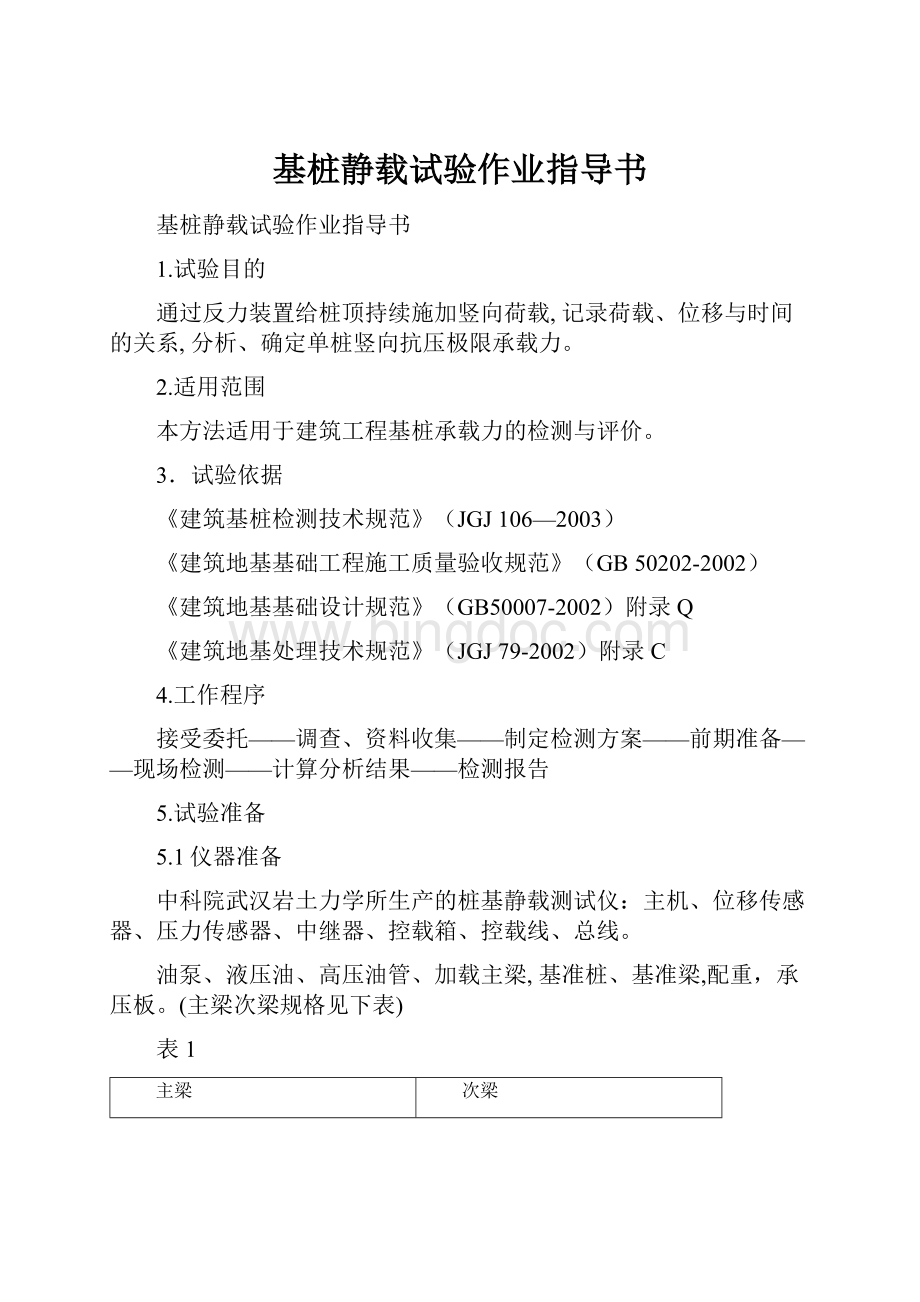 基桩静载试验作业指导书Word文档下载推荐.docx_第1页