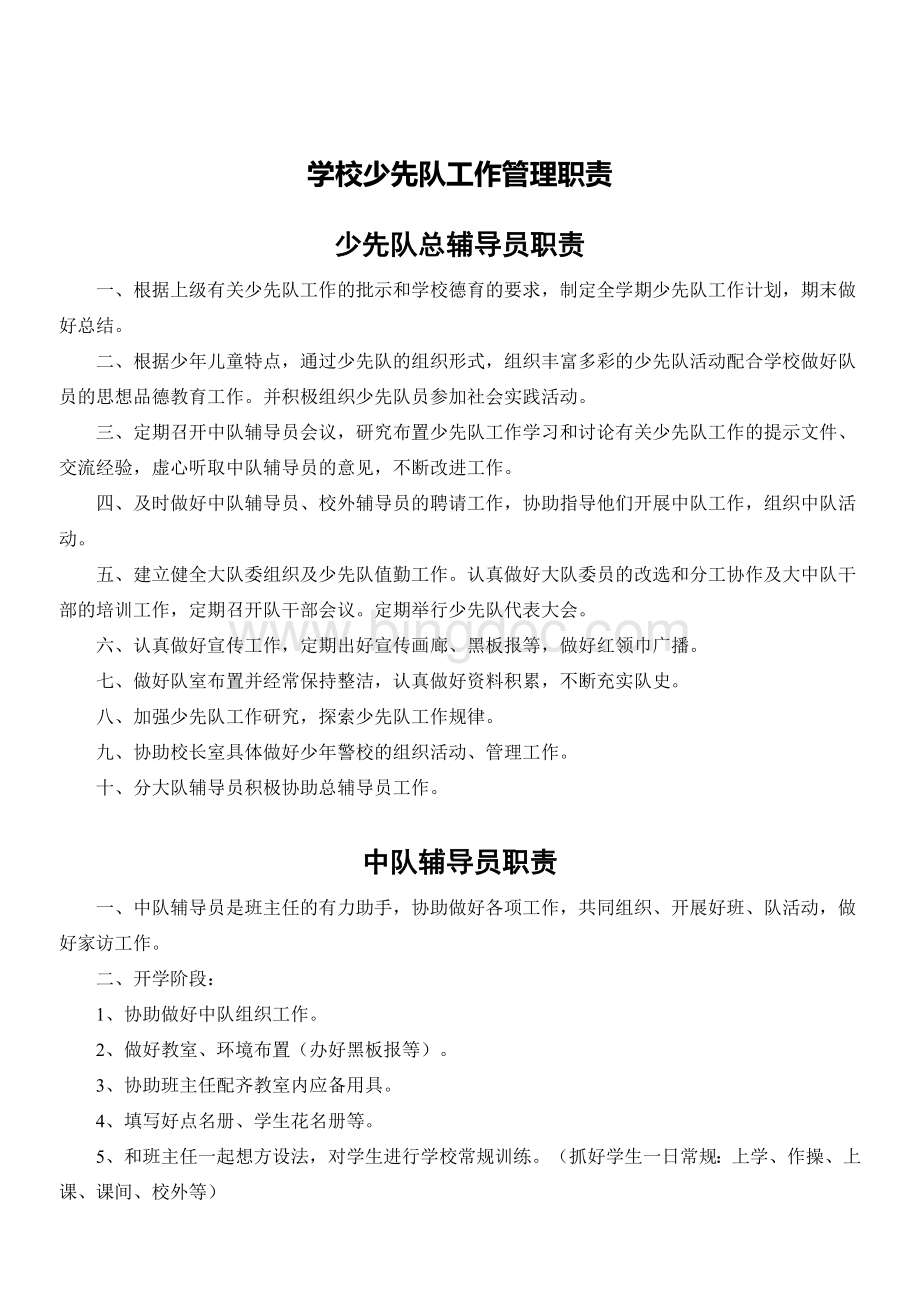 学校少先队工作管理职责.docx