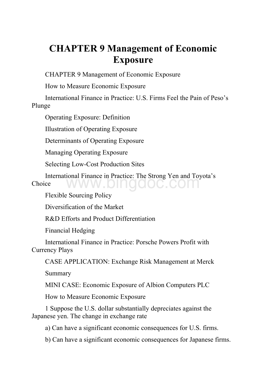 CHAPTER 9 Management of Economic Exposure.docx_第1页