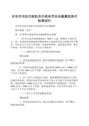 吉安市司法行政机关行政处罚自由裁量权执行标准试行Word格式文档下载.docx