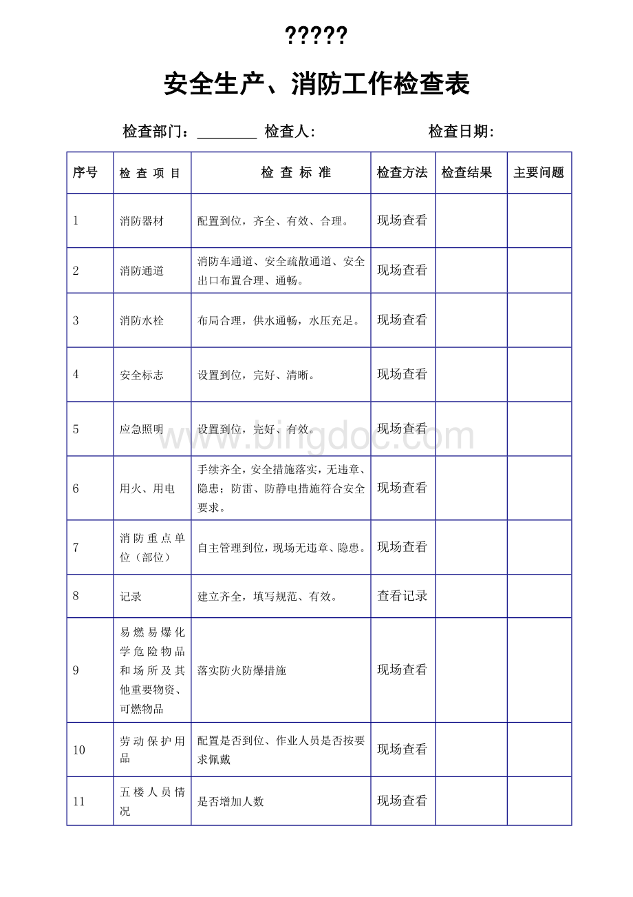 事业单位安全生产日常检查表.doc_第1页