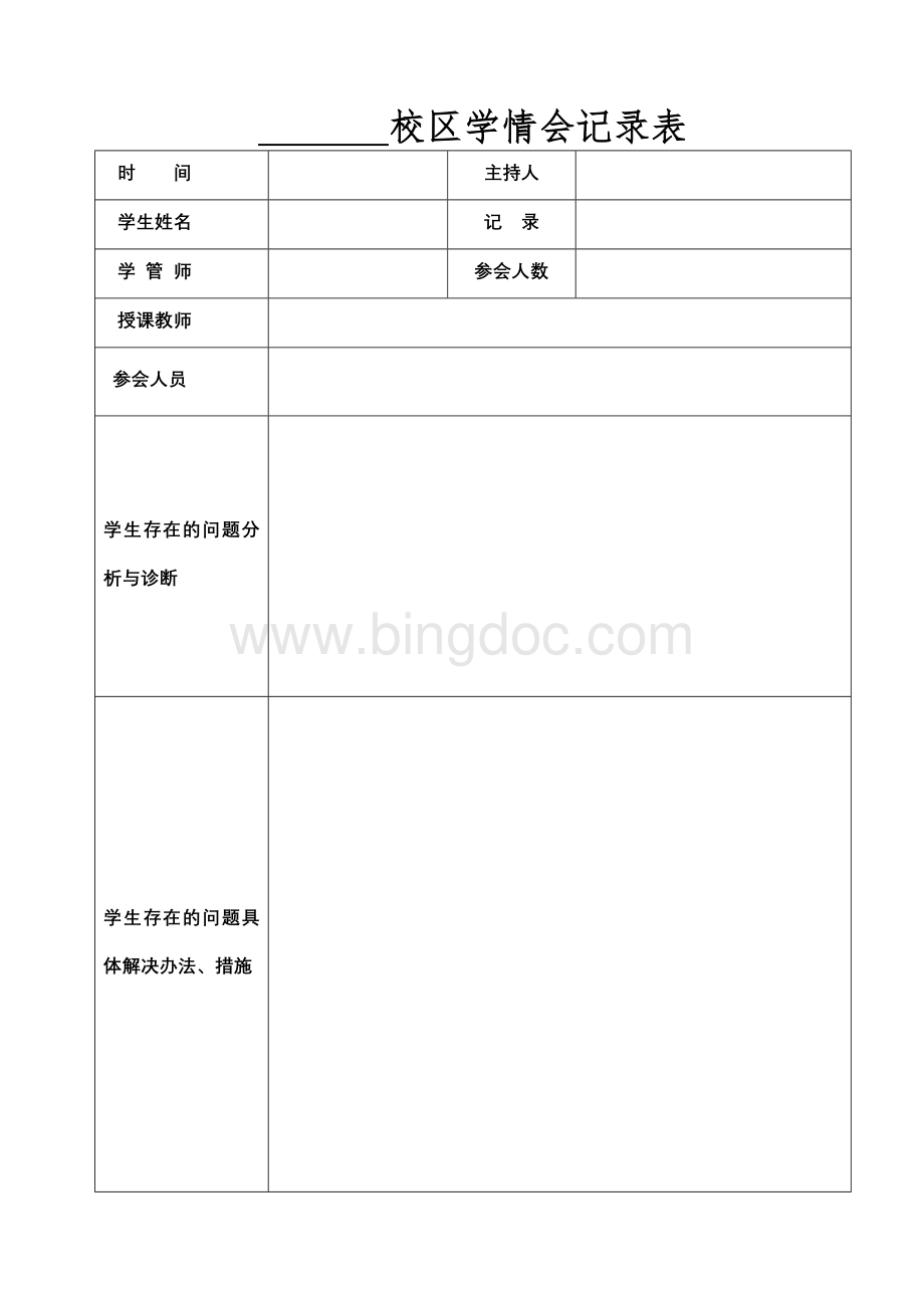 培训机构-学员管理-学情会记录表.doc