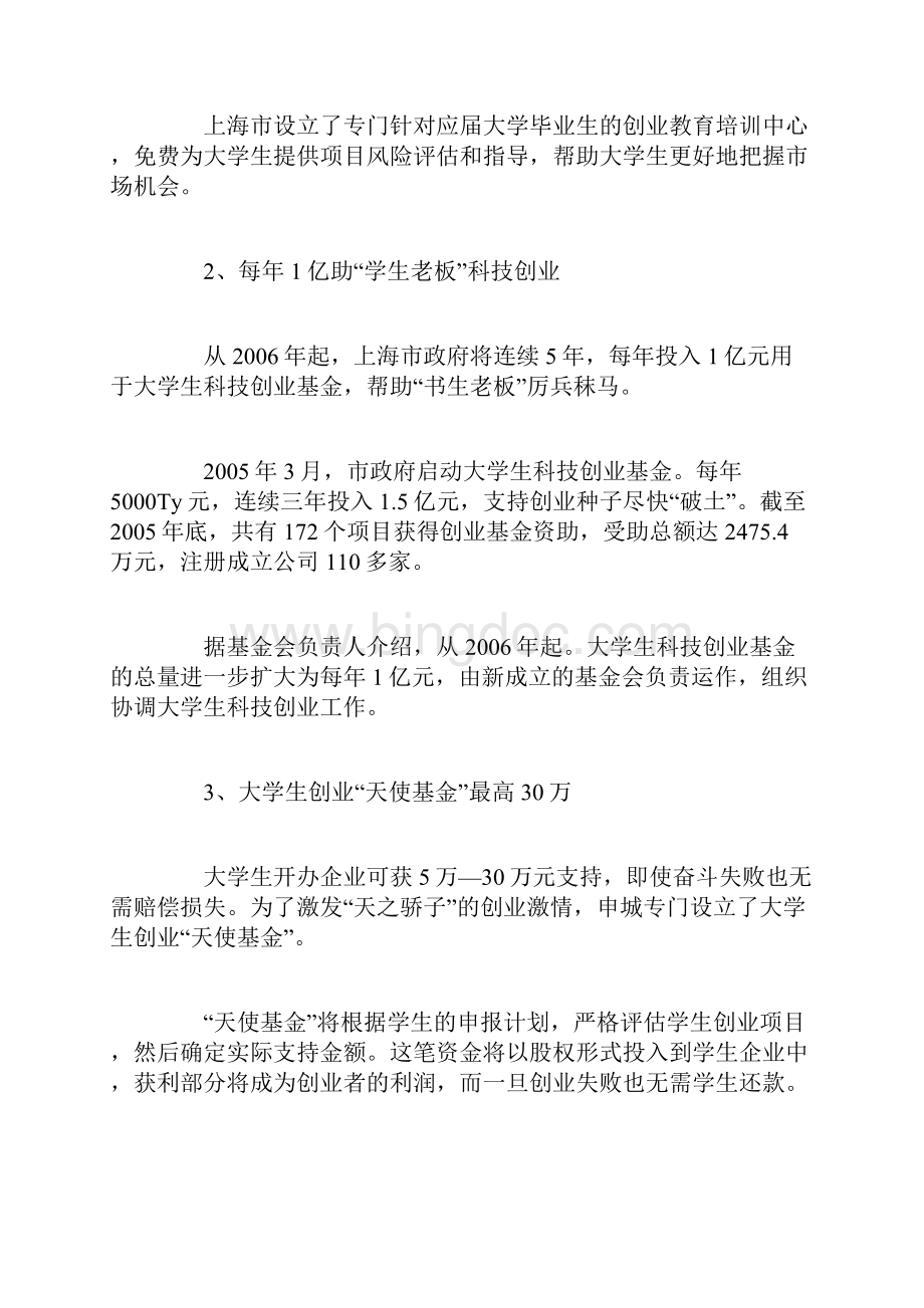 创业政策上海大学生创业最新优惠政策Word文件下载.docx_第2页