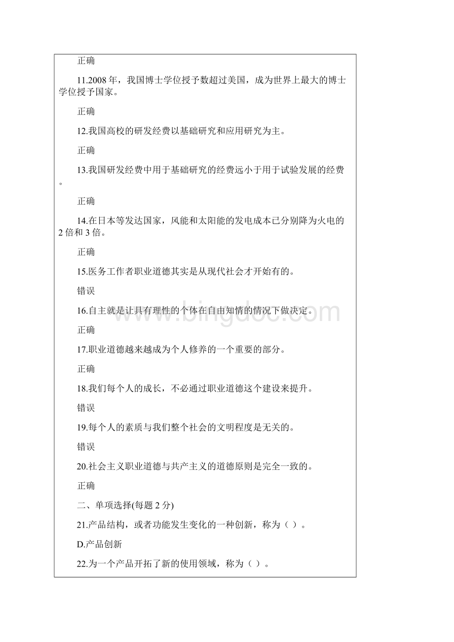 专业技术人员公需科目职业道德与创新题库.docx_第2页