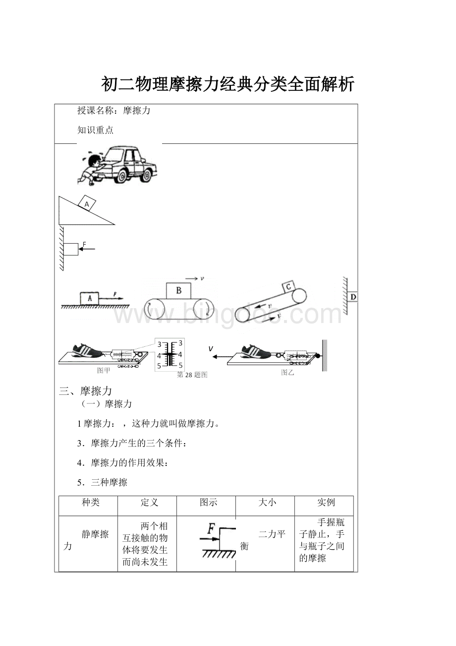 初二物理摩擦力经典分类全面解析Word下载.docx