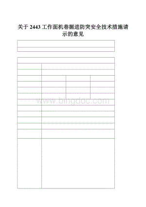 关于2443工作面机巷掘进防突安全技术措施请示的意见文档格式.docx