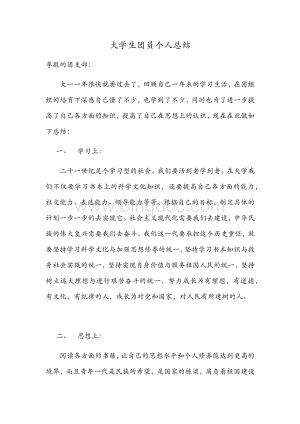 大学生团员个人总结Word文件下载.docx