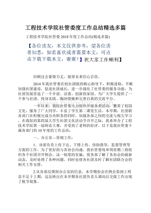 工程技术学院社管委度工作总结精选多篇文档格式.docx