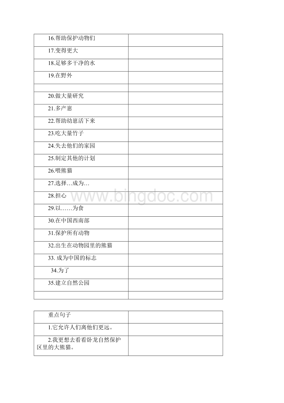 外研版八年级上册Module6重点单词短语句子默写预习检测Word格式.docx_第3页