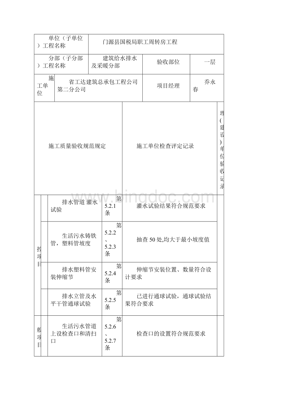 室内排水管道及配件安装工程检验批Word下载.docx_第2页