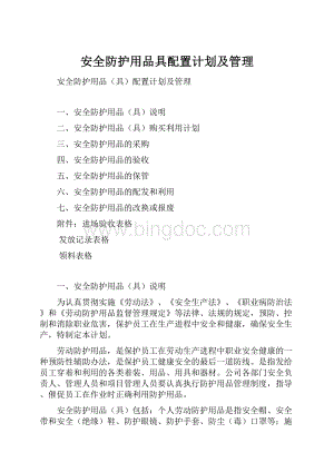 安全防护用品具配置计划及管理Word格式文档下载.docx