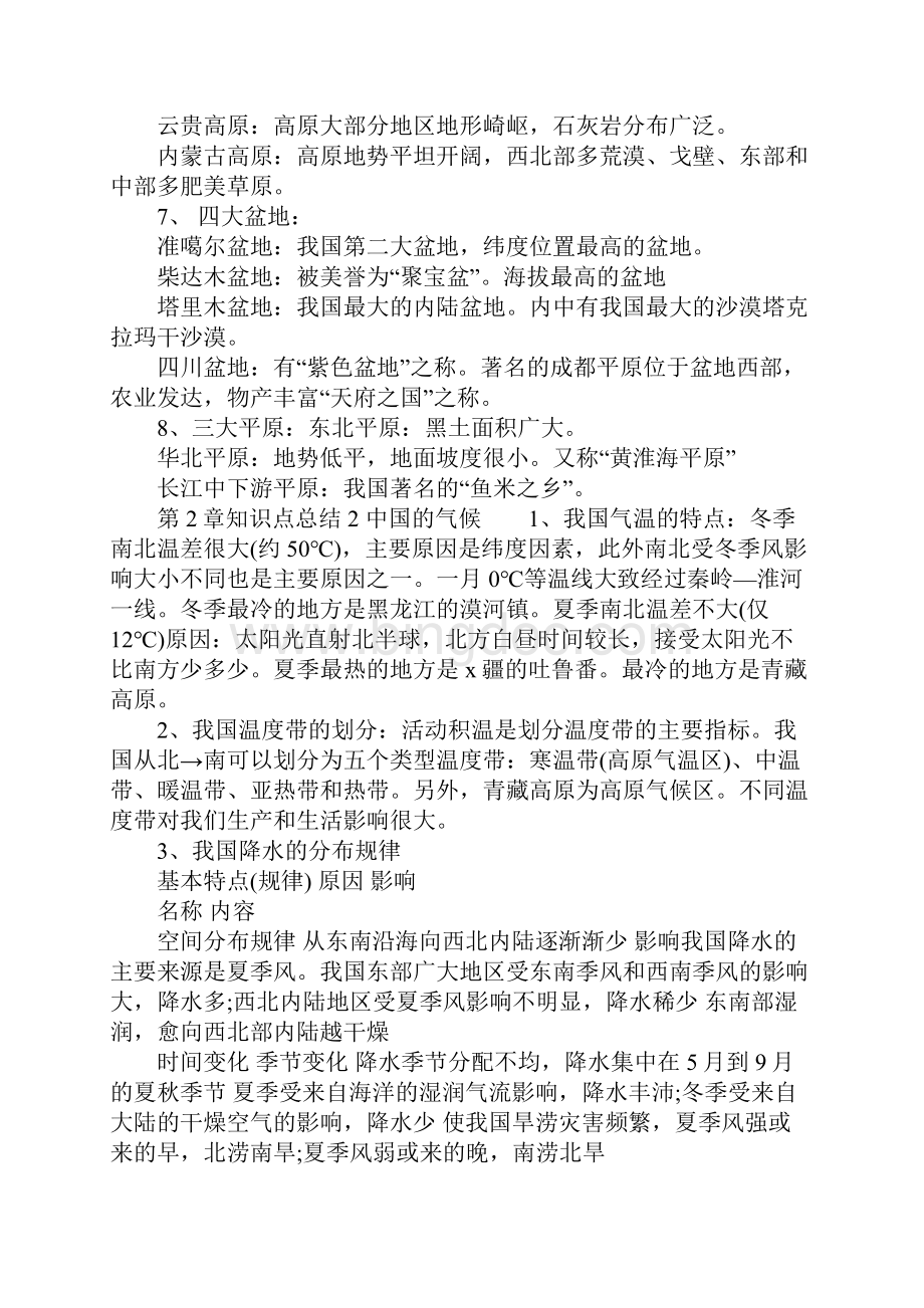 第2章知识点总结1 中国的地形Word文档下载推荐.docx_第2页