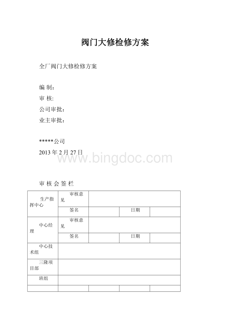 阀门大修检修方案Word下载.docx