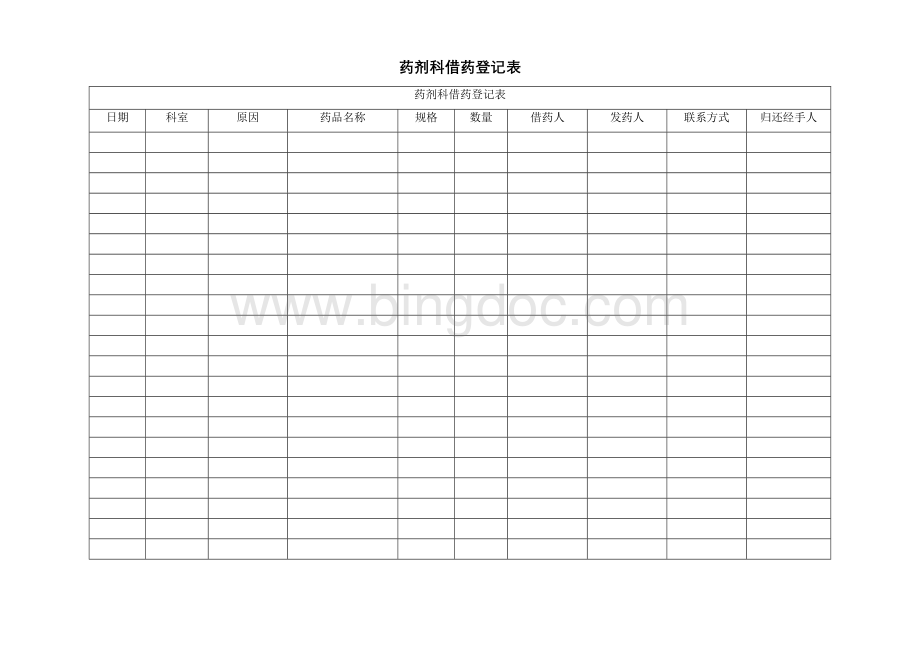 药剂科借药登记表.doc