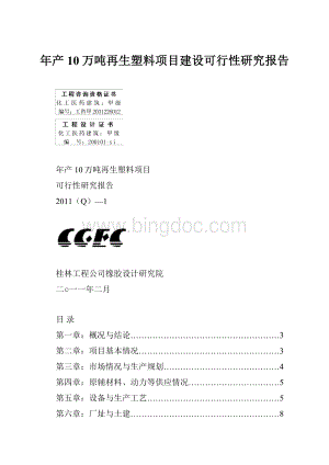 年产10万吨再生塑料项目建设可行性研究报告Word格式.docx