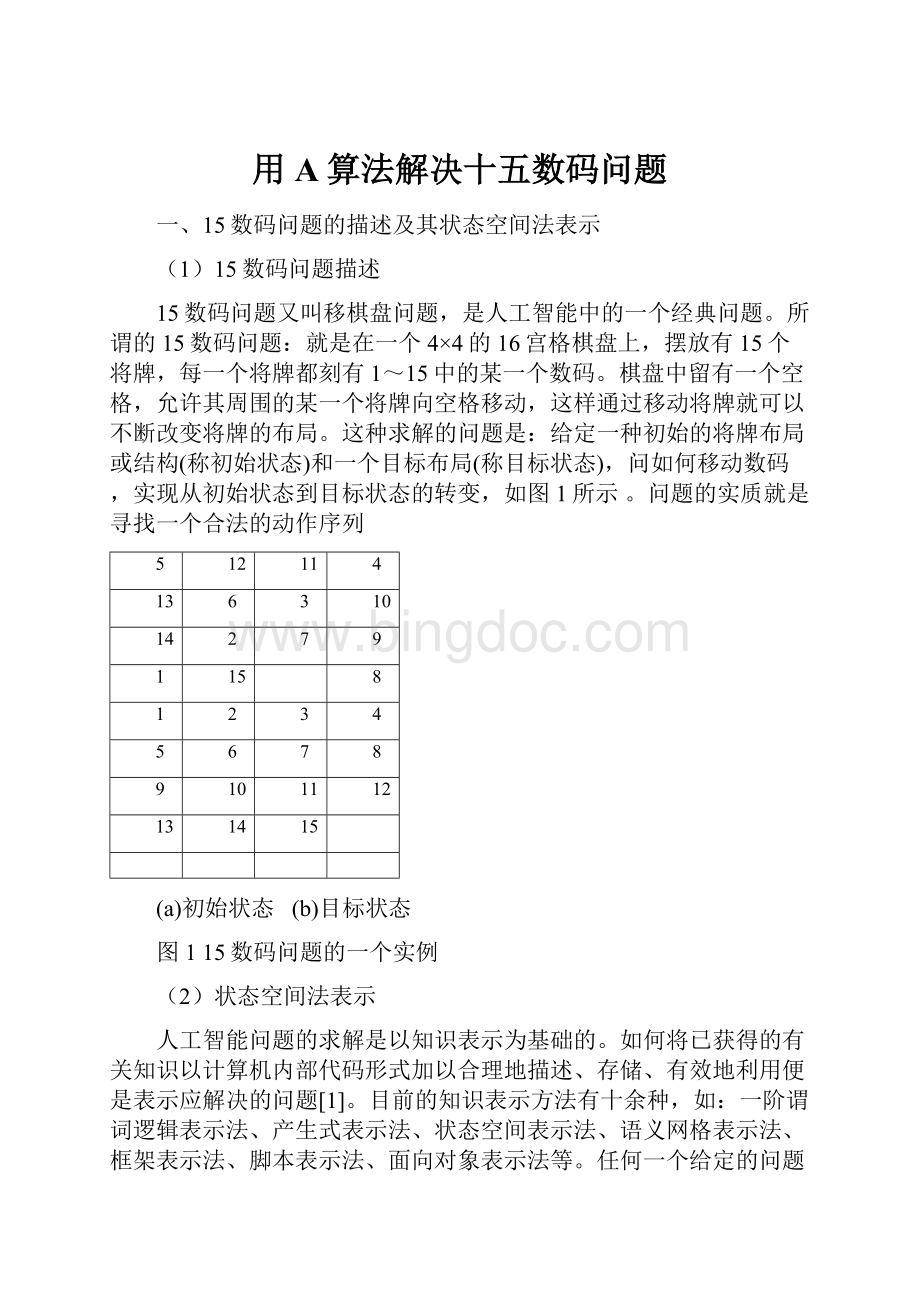 用A算法解决十五数码问题.docx