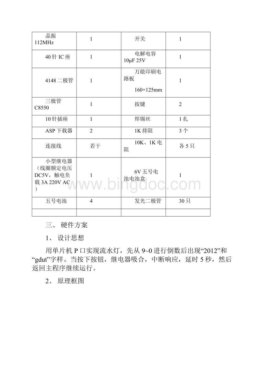 广东工业大学 单片机课程设计报告Word文档格式.docx_第2页