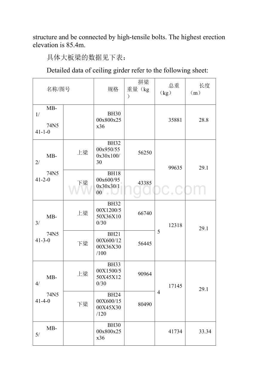 大板梁吊装方案中英文Word文档下载推荐.docx_第3页