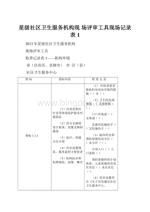 星级社区卫生服务机构现 场评审工具现场记录表 1.docx