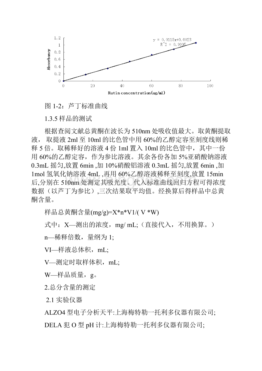黄酮标准曲线绘制的实验报告.docx_第3页