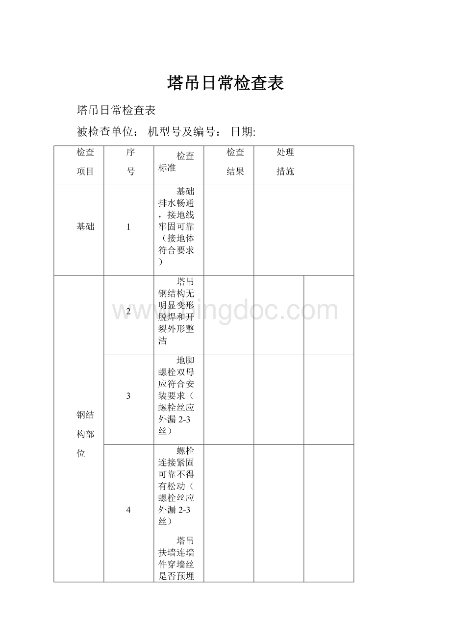 塔吊日常检查表.docx_第1页