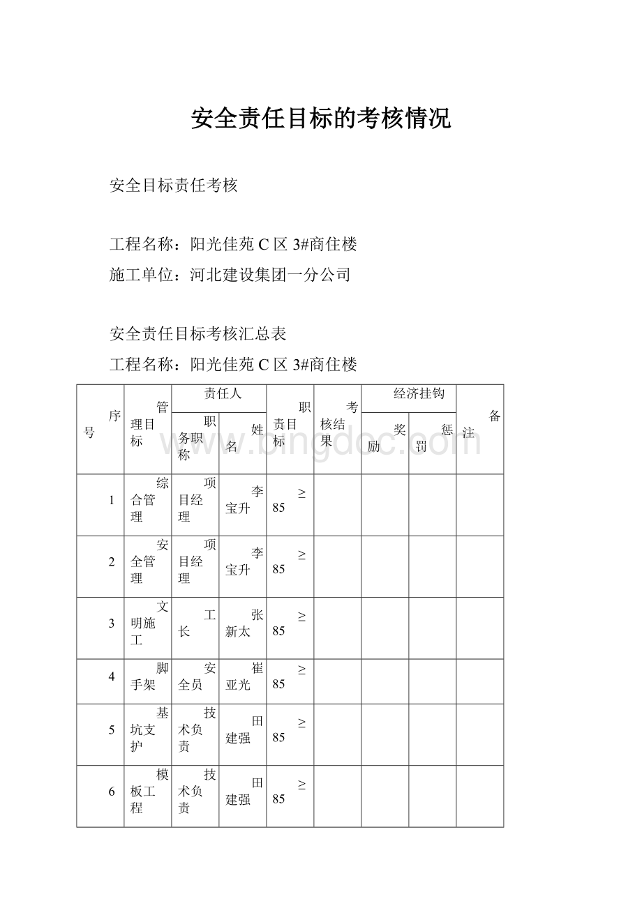 安全责任目标的考核情况.docx