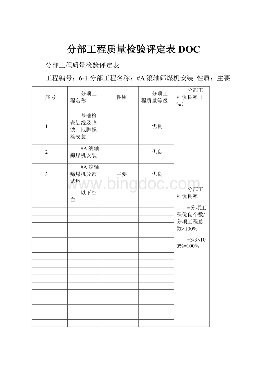 分部工程质量检验评定表DOCWord格式文档下载.docx_第1页