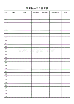 库房物品出入登记表.xls