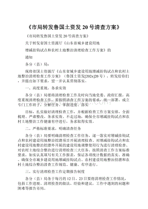 《市局转发鲁国土资发20号清查方案》Word文件下载.docx