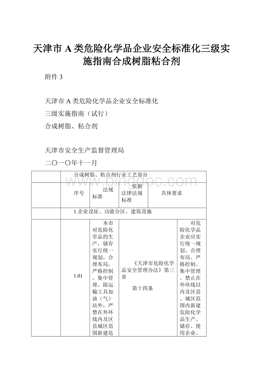 天津市A类危险化学品企业安全标准化三级实施指南合成树脂粘合剂.docx