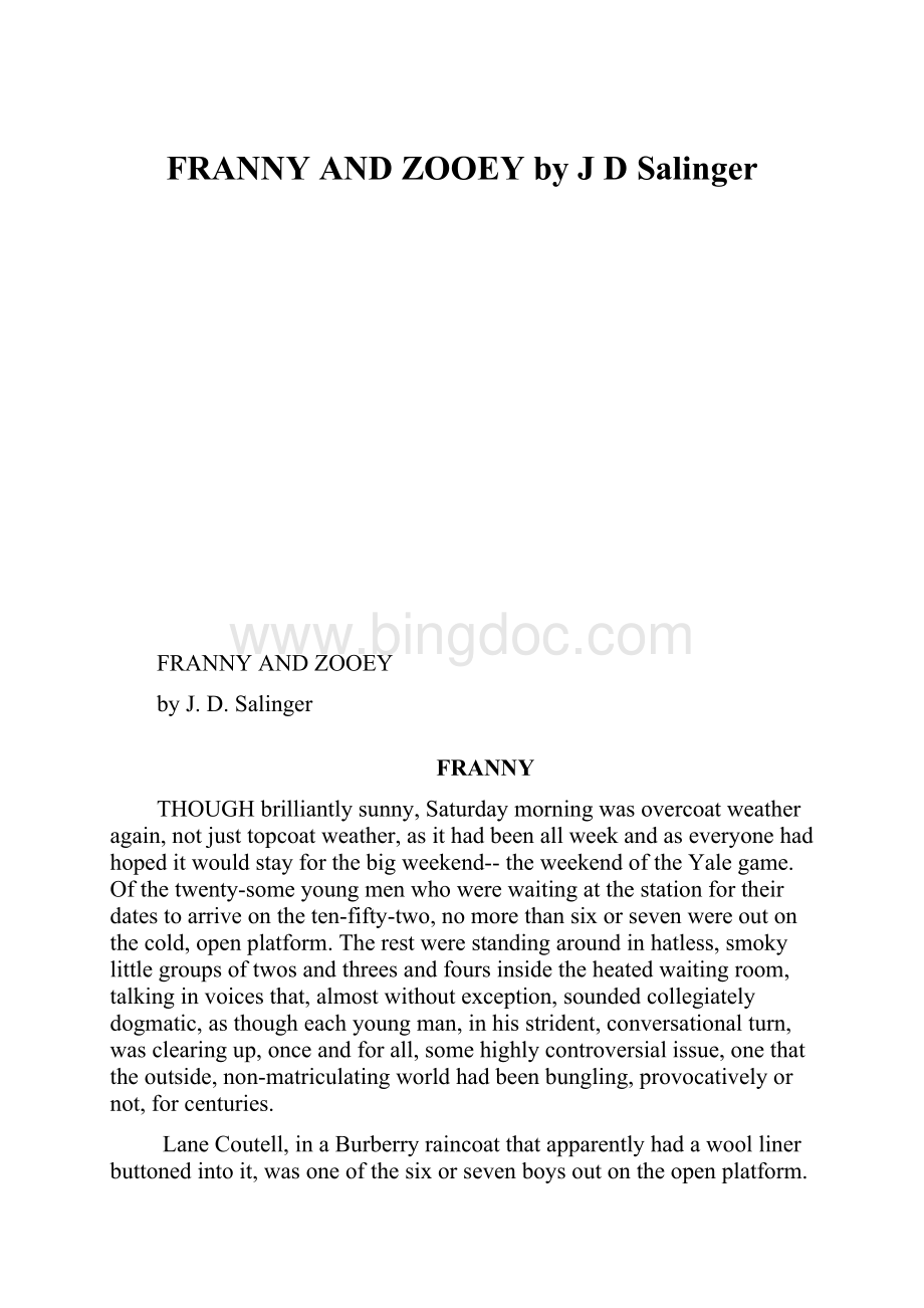 FRANNY AND ZOOEY by J D Salinger.docx