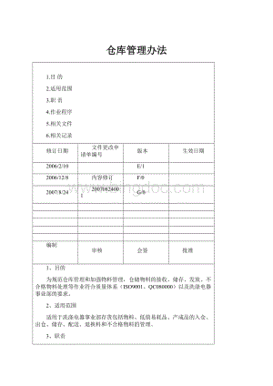 仓库管理办法Word格式.docx