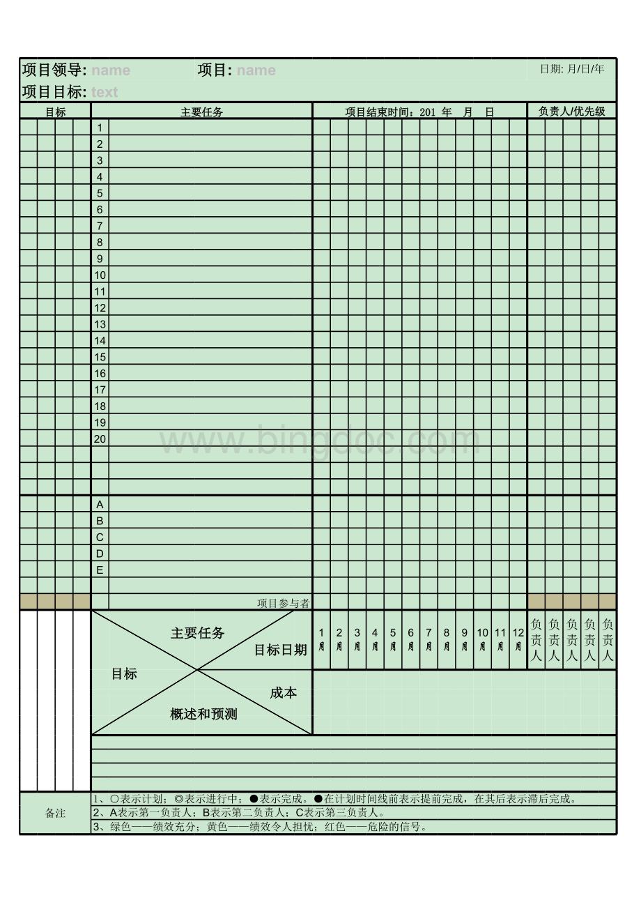 克拉克坎贝尔经典《一页纸项目管理》中文模板-超实用.xls_第1页