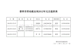 节假日值班表.xls